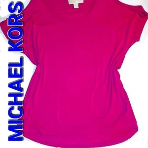 ☆Michael Kors☆Beautiful Pink EEUC Cold Shoulder Small stretchy casual/Dressy tee